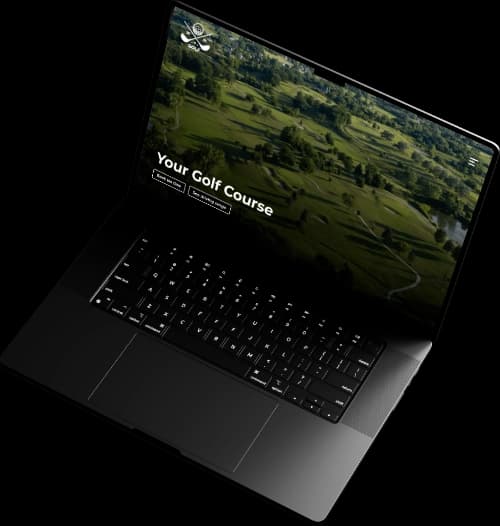 Macbook with golf website displayed